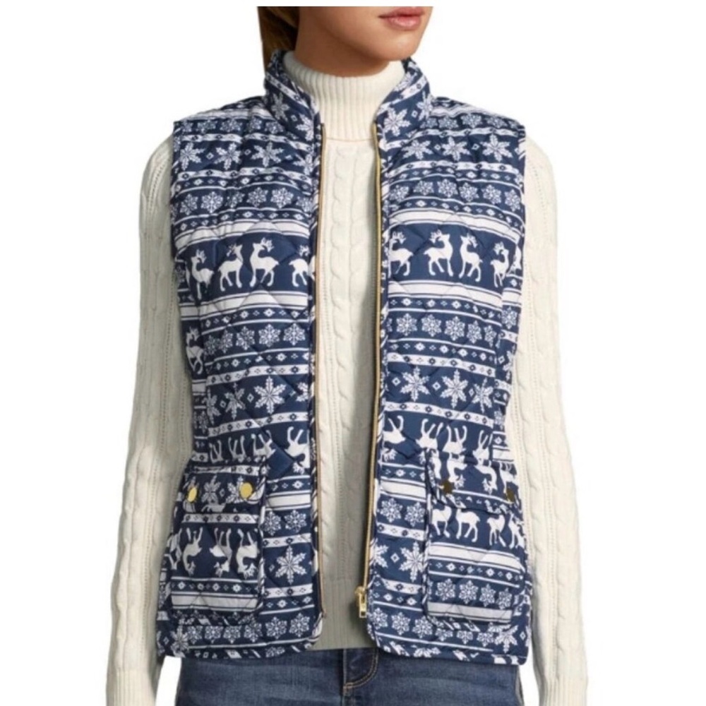 Stylish Blue and White Patterned Women's Vest
